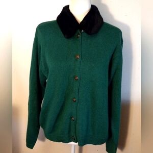 Design Originals Studio Button Up Sweater Removable Collar Women's Size L